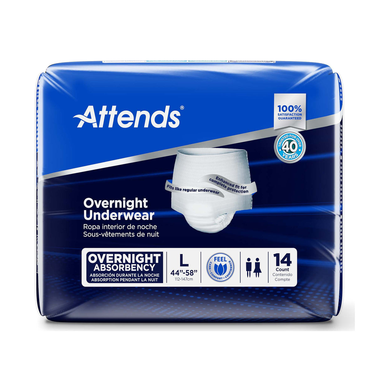 Attends Overnight Underwear with Extended Wear Protection, Heavy Absorbency Unisex