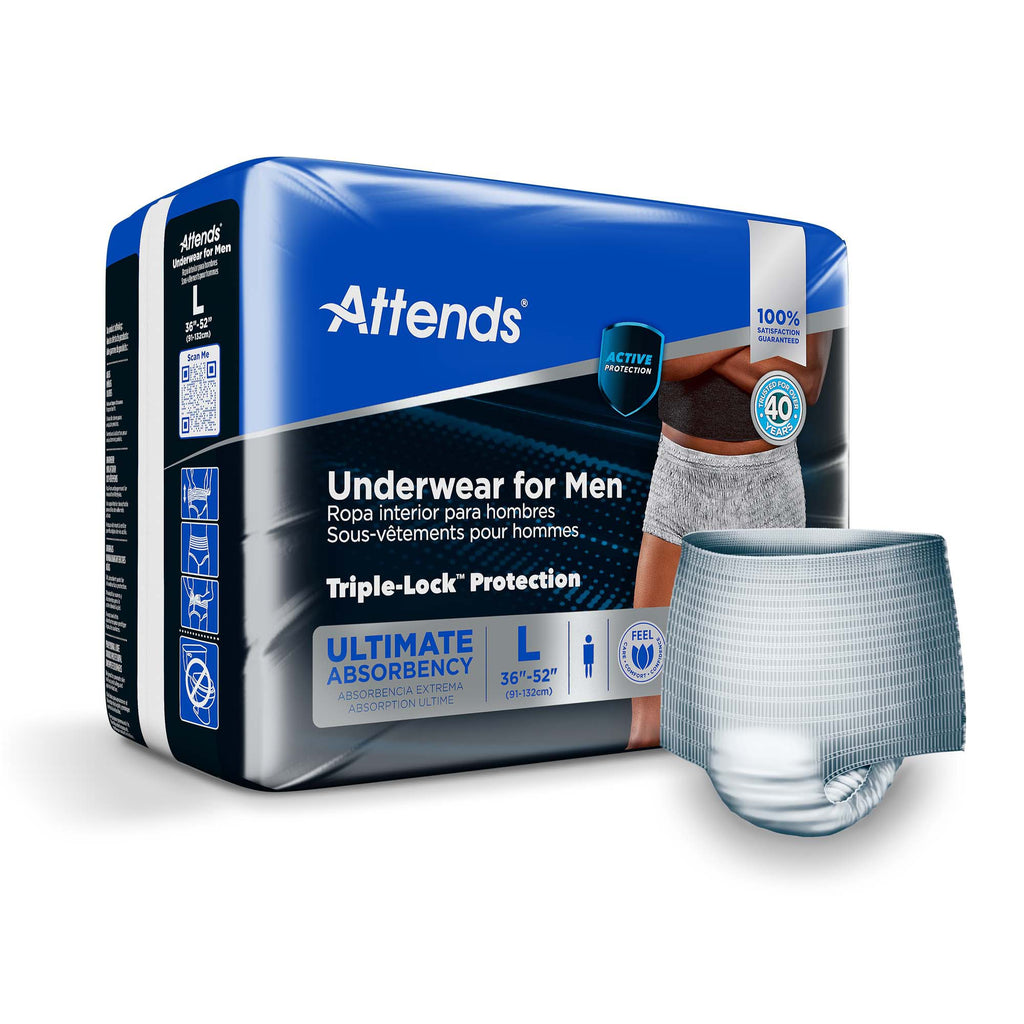 Attends Discreet Men's Underwear, Ultimate Absorbency