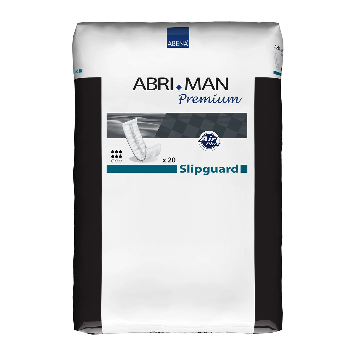ABENA Abri-Man Premium Slipguard pads in a white retail package.