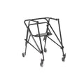 Drive Medical Nimbo posterior walker with a black frame, seat and four wheels.