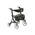 Drive Medical Nitro HD black rollator with a seat, backrest and zippered storage bag.