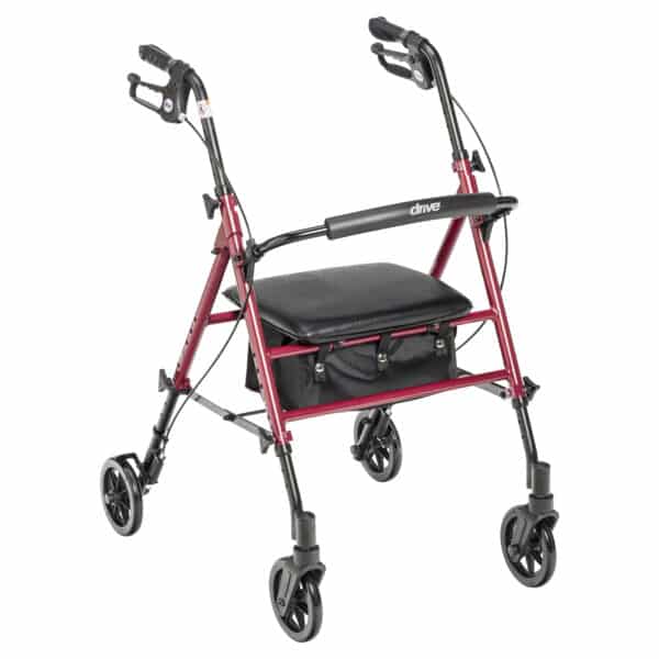 Drive Medical Adjustable Height Rollator Rolling Walker with 6″ Wheels