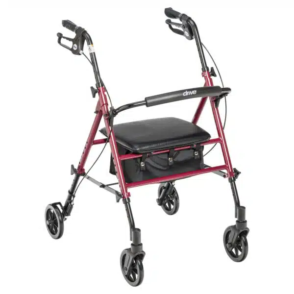Drive Medical Adjustable Height Rollator Rolling Walker with 6″ Wheels