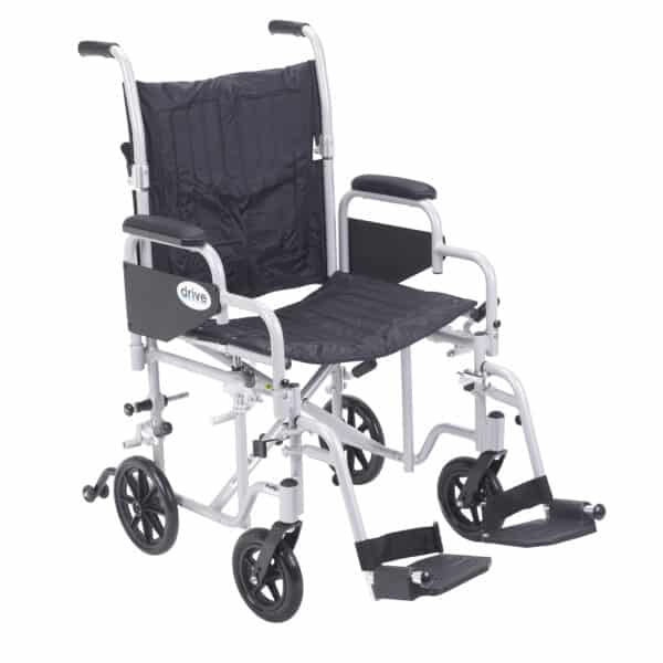 Drive Medical Poly Fly Light Weight Transport Chair Wheelchair with Swing away Footrest