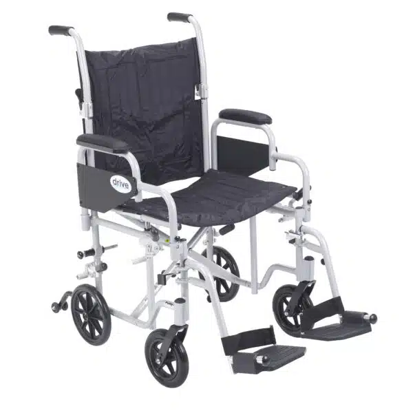 Drive Medical Poly Fly Light Weight Transport Chair Wheelchair with Swing away Footrest