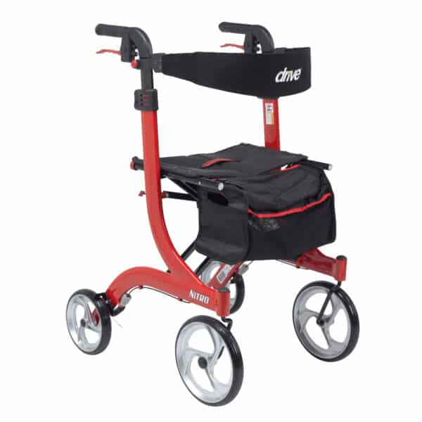 Drive Medical Nitro Euro Style Rollator Rolling Walker, Tall