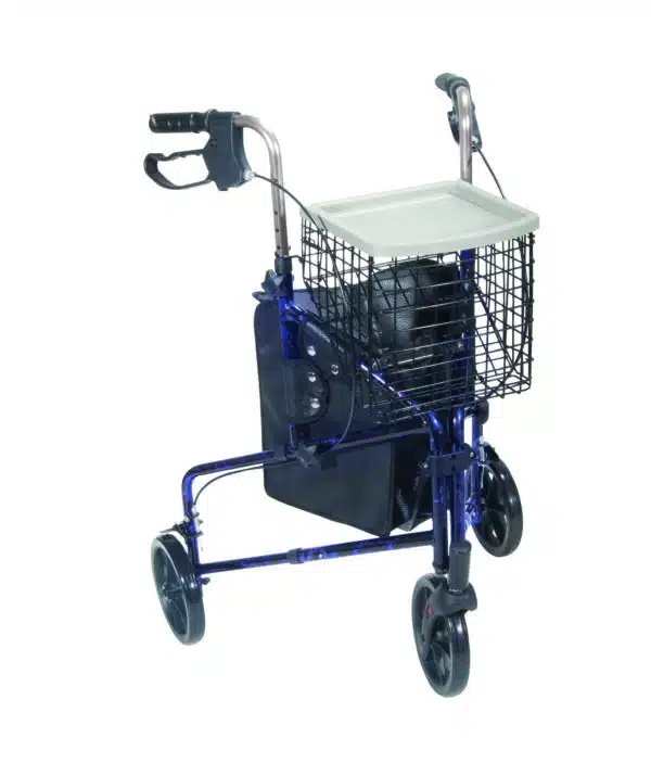 Drive Medical 3 Wheel Rollator Rolling Walker with Basket Tray and Pouch