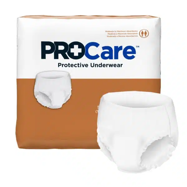ProCare Adult Protective Absorbent Underwear, Pull On with Tear Away Seams – Moderate Absorbency