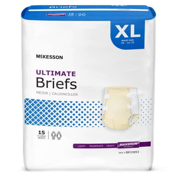 McKesson Ultimate Incontinence Briefs, Maximum Absorbency – Unisex Adult Diapers