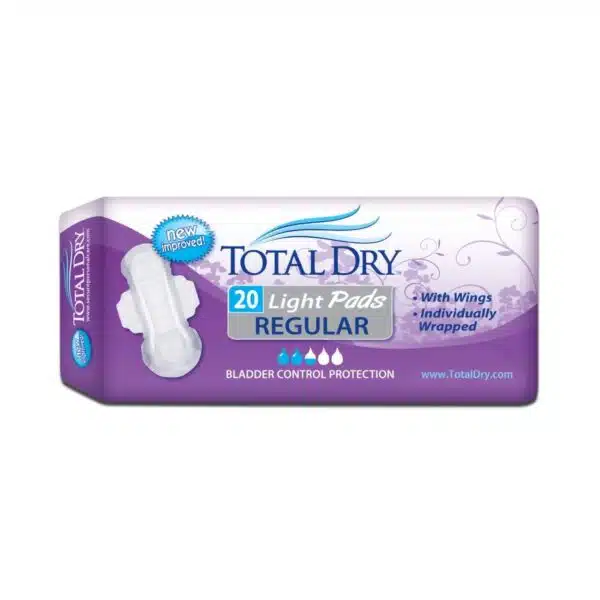 TotalDry Bladder Control Pads for Women, Light to Moderate Absorbency