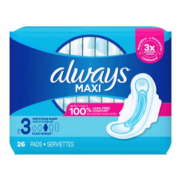 Always Maxi Feminine Pad with Flexi-Wings, Super Absorbency