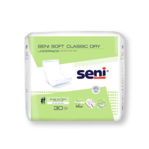 Seni Soft Classic Dry Disposable White Underpads, Light Absorbency