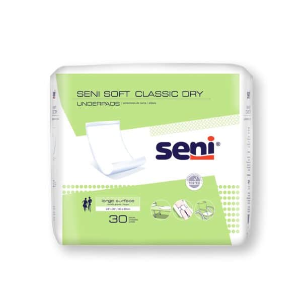 Seni Soft Classic Dry Disposable White Underpads, Light Absorbency