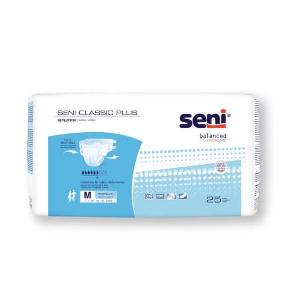 Seni Classic Plus Adult Incontinence Briefs, Disposable – Moderate Absorbency
