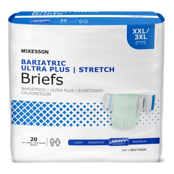 McKesson Bariatric Incontinence Briefs, Ultra Plus Stretch – Heavy Absorbency