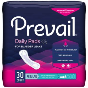 Prevail Daily Pads for Bladder Leaks Light Absorbency