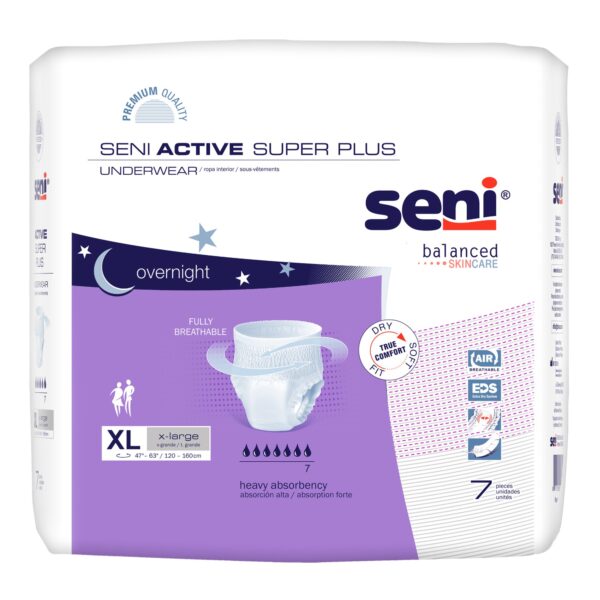 Seni Active Super Plus Adult Absorbent Underwear Overnight, Heavy Absorbency