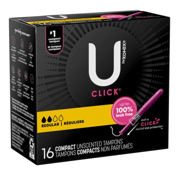 U by Kotex Click Compact Tampons Regular Absorbency, Unscented