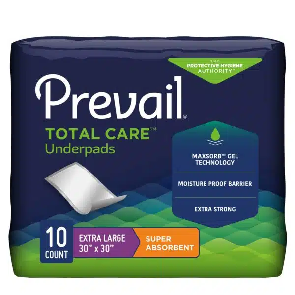 Prevail Total Care Disposable Underpads, Super Absorbency