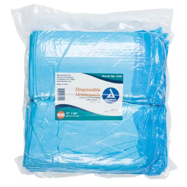 Dynarex Disposable Underpads, Light Absorbency – Fluff Core