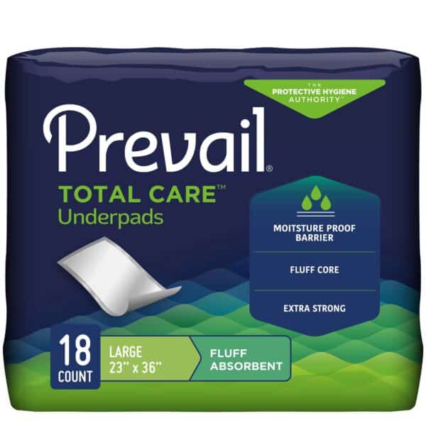 Prevail Total Care Underpads, Fluff Absorbent
